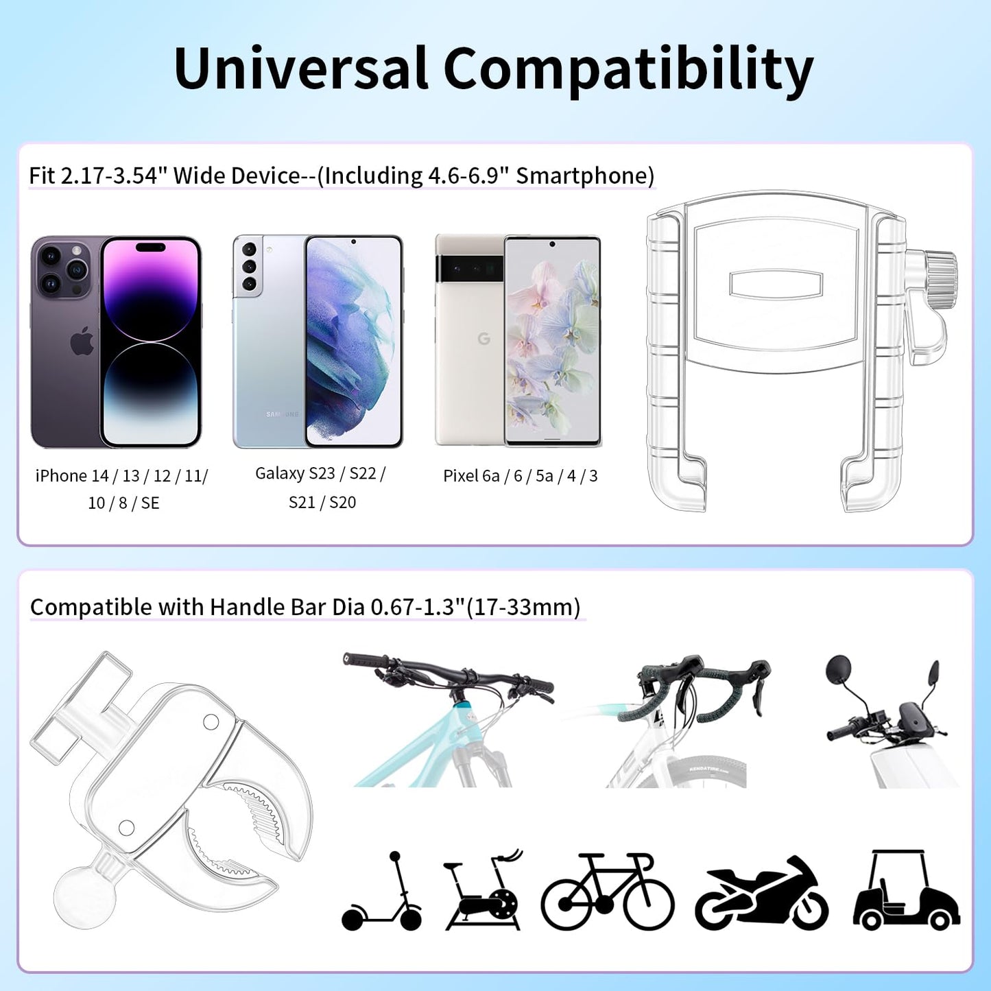【360° 】Motocycle&Bicycle Phone Mount Holder