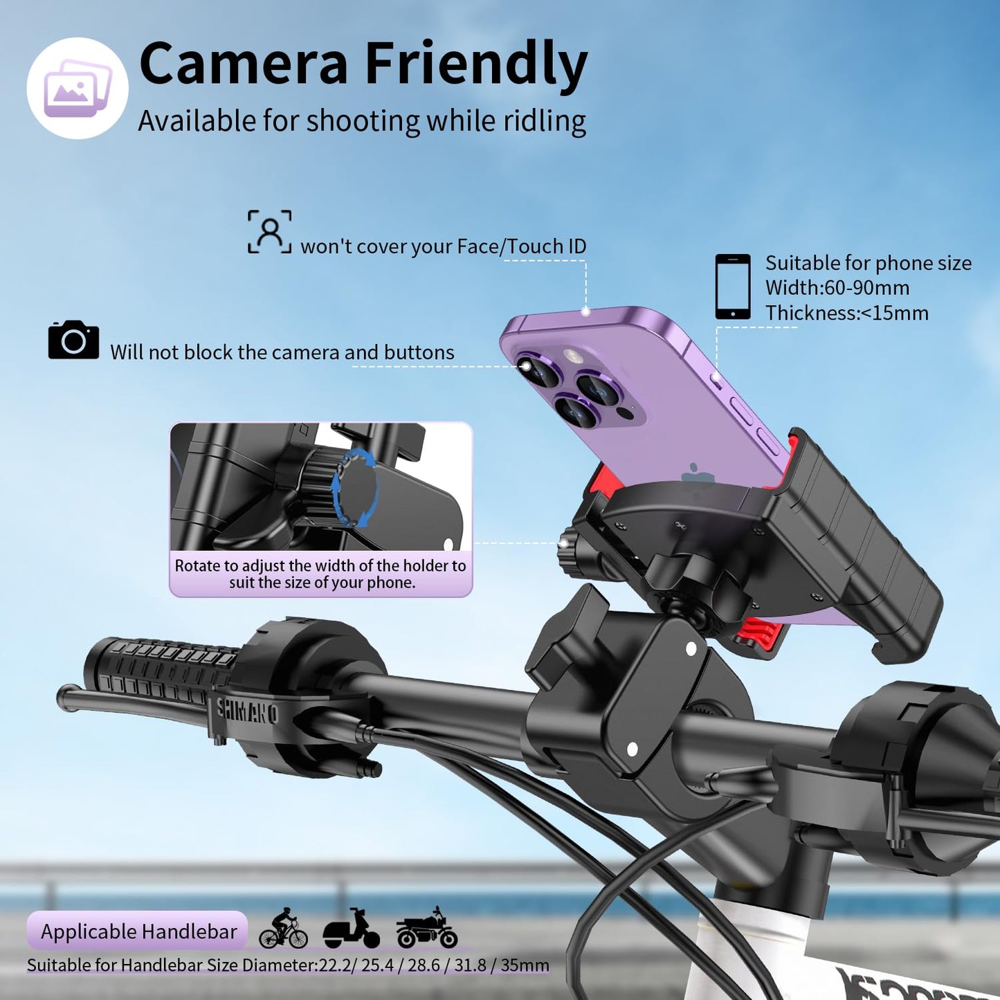 【360° 】Motocycle&Bicycle Phone Mount Holder