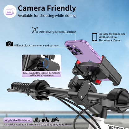 【360° 】Motocycle&Bicycle Phone Mount Holder
