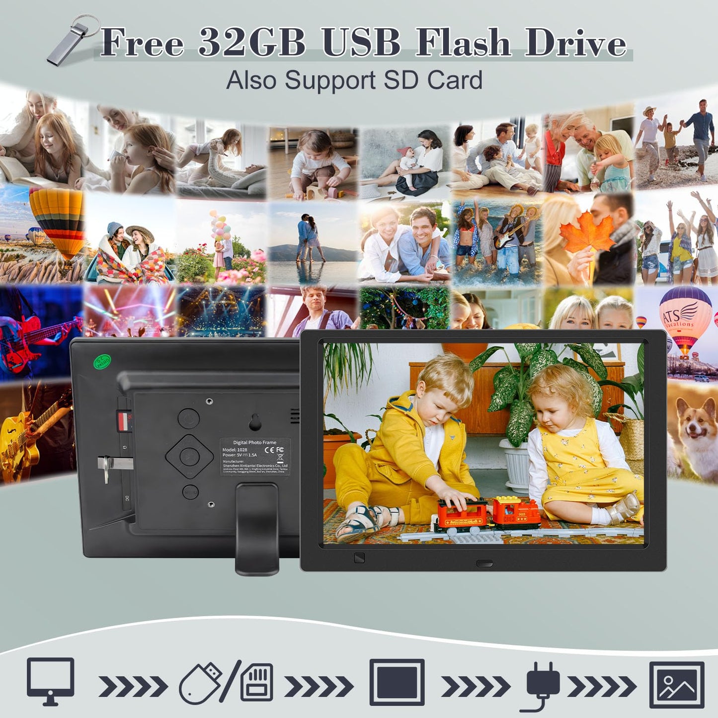【10.1"】 Digital Picture Frame,NO-WIFI