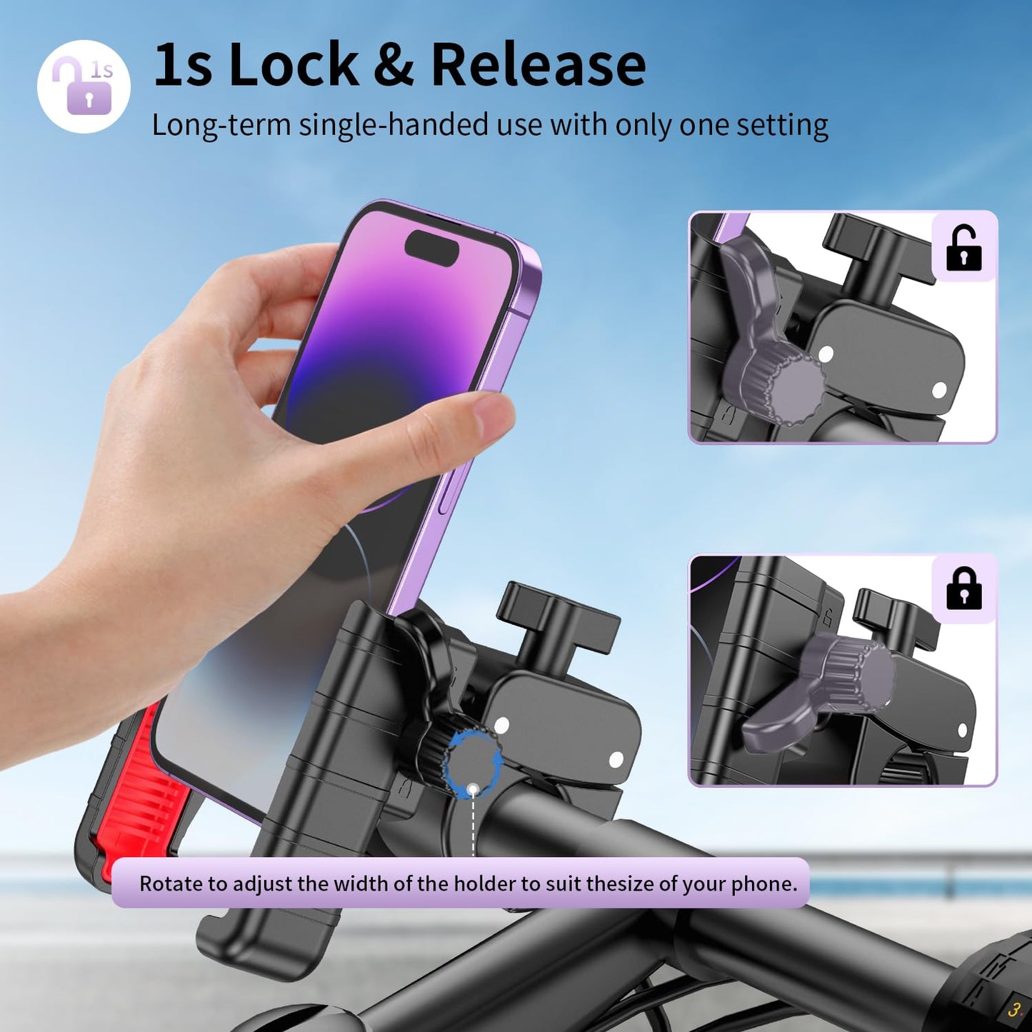【360° 】Motocycle&Bicycle Phone Mount Holder