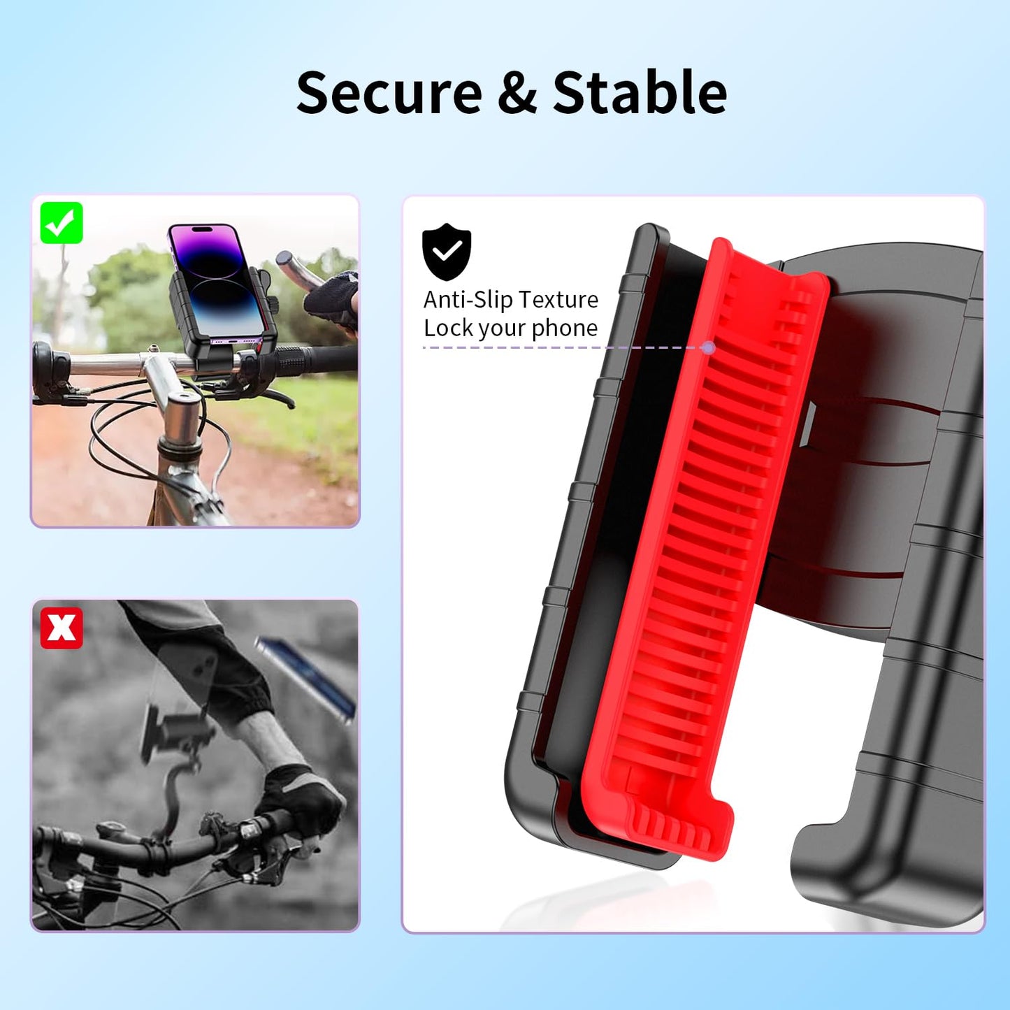 【360° 】Motocycle&Bicycle Phone Mount Holder