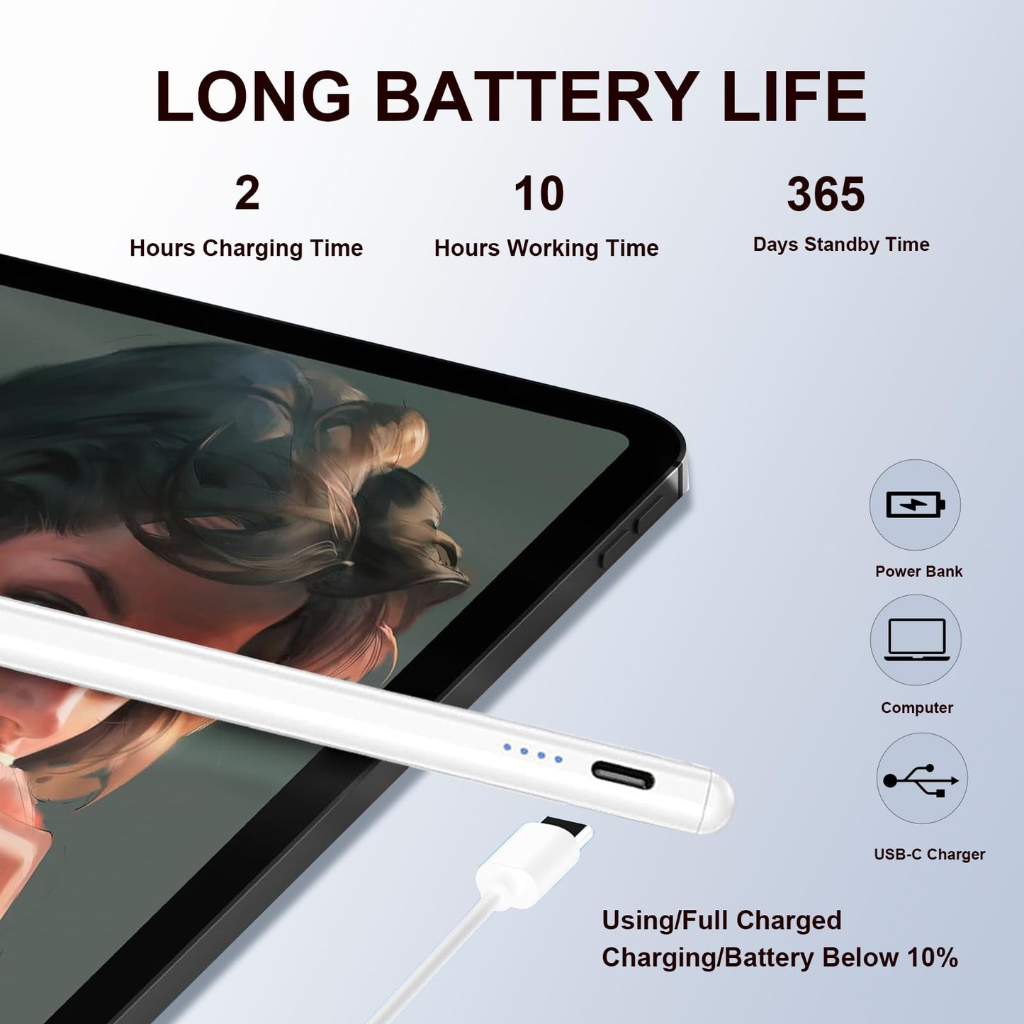 【Long-battery】Black Stylus Pen for Touchscreen