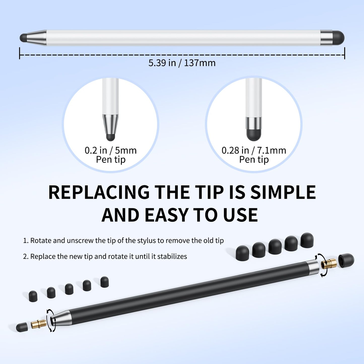 【10Pack】White Stylus Pen for Touchscreen