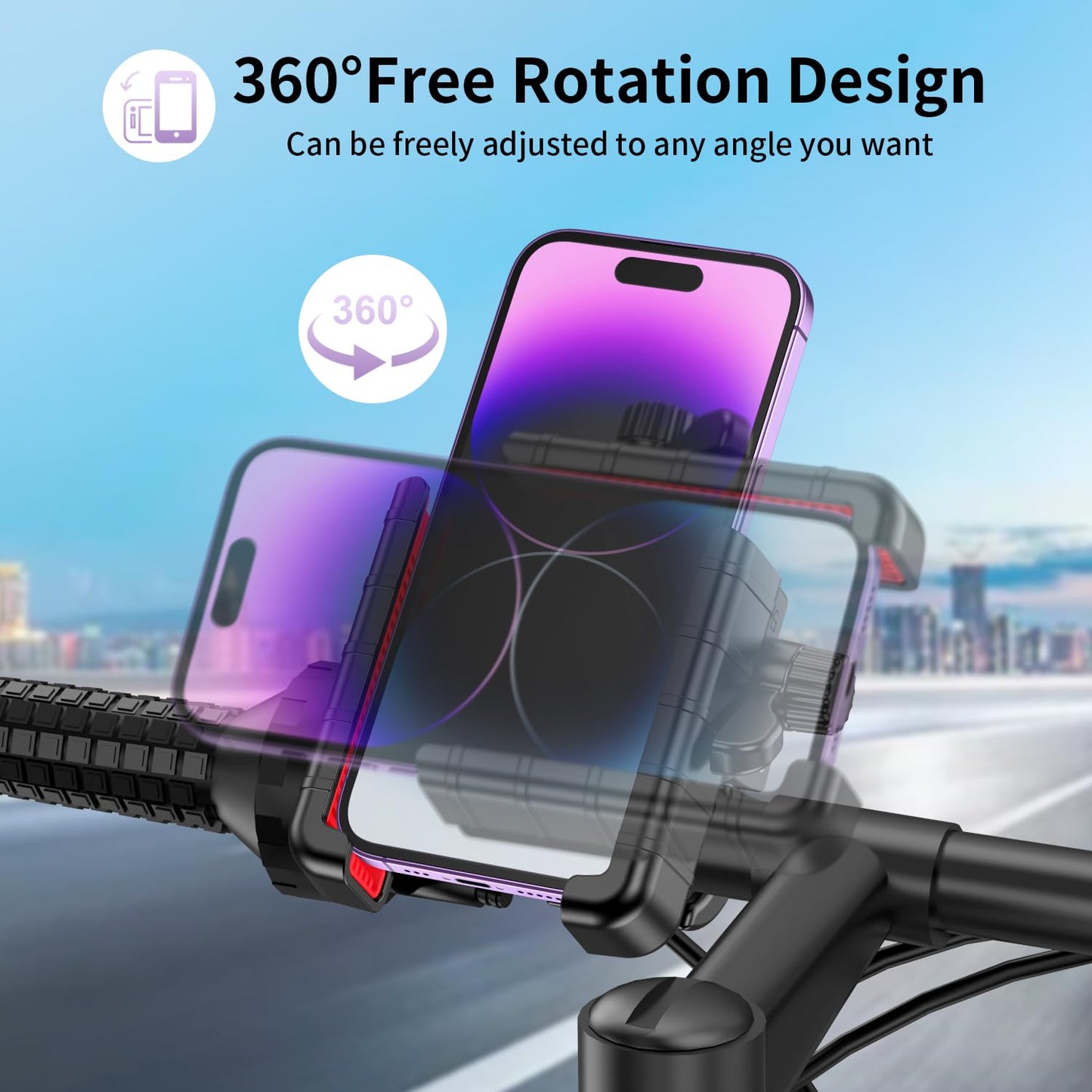 【360° 】Motocycle&Bicycle Phone Mount Holder