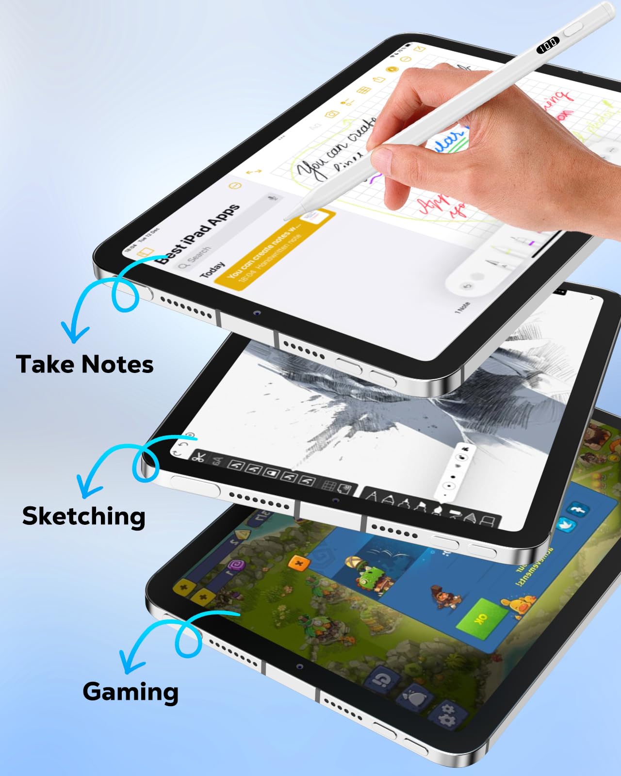 【LED】Stylus Pen for iPad(2018-2026)